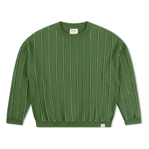 Matona - Gestreifter Bio-Baumwoll-Pullover | Grün