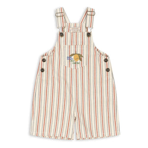 Konges Sløjd - Frankie Gestreifter Bio-Baumwoll-Short-Overall | Beige