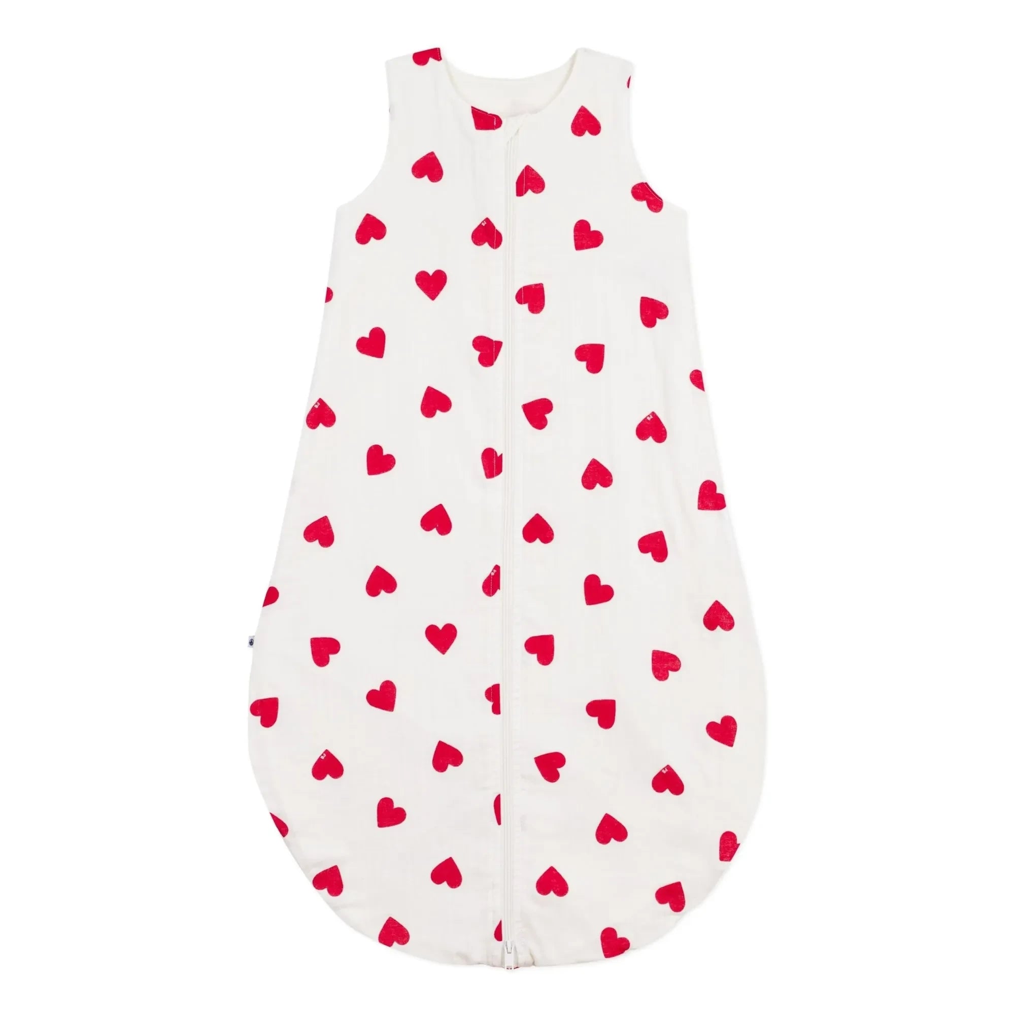 Petit Bateau - Gepolsterter Baumwoll-Schlafsack Herzen | Weiß