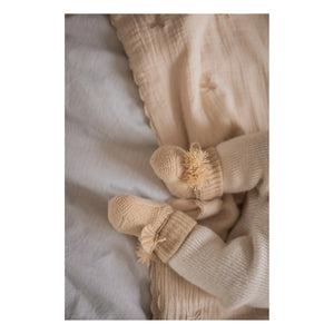 Gentil Coquelicot - Gestrickte Socken und bestickter Beutel | Nude