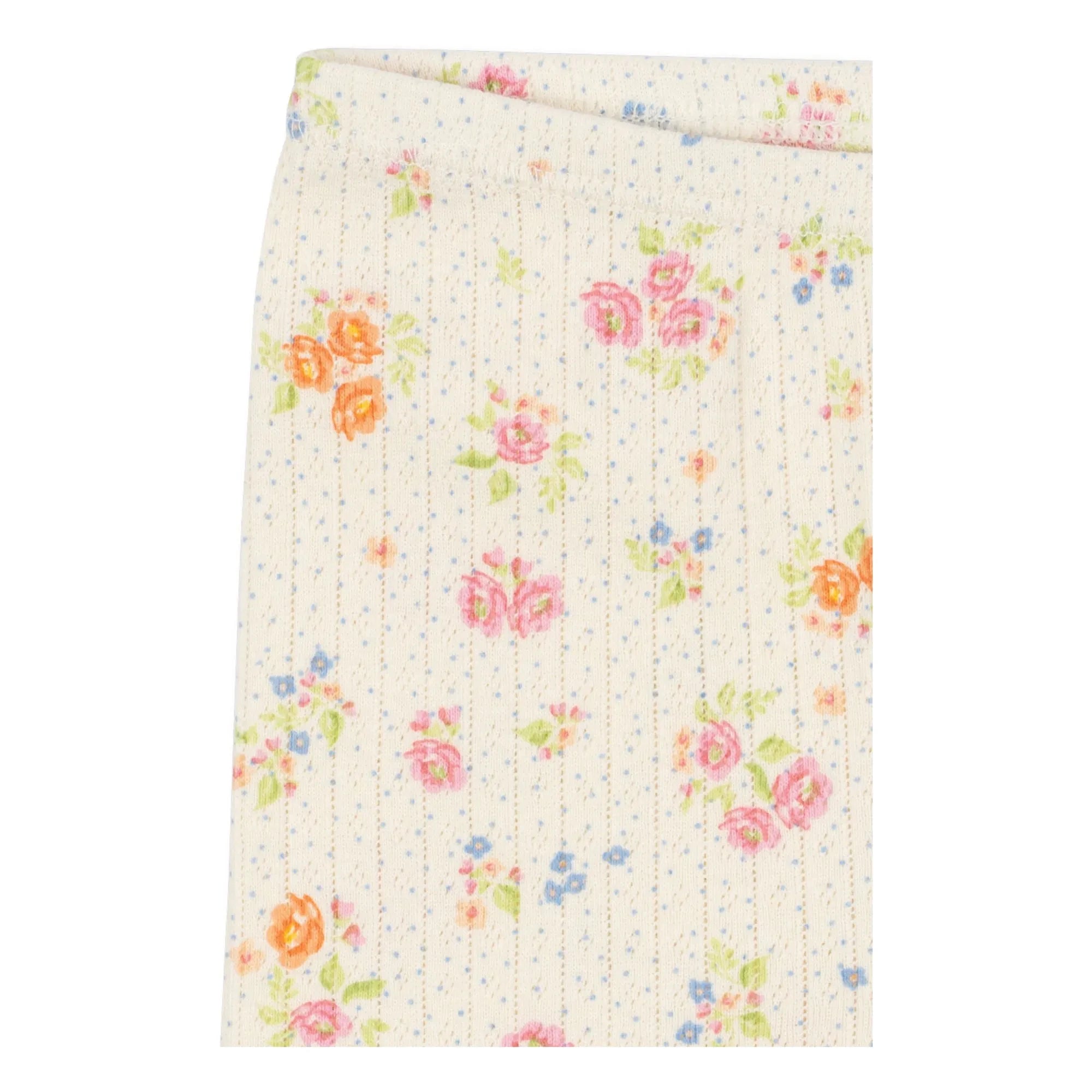 Konges Sløjd - Minnie Gerippte Radlerhose mit Blumenmuster Bio-Baumwolle | Ecru
