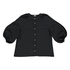 Poudre Organic - Onager Bluse Doppellagige Baumwollgaze - Damenkollektion | Schwarz