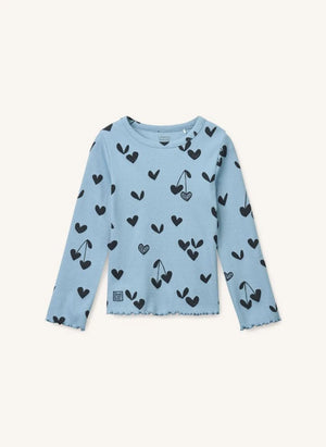 Liewood - Nieve Plissee Herz T-Shirt aus Bio-Baumwolle | Blau