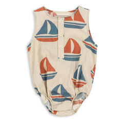 Konges Sløjd - Elliot Bateaux Strampler aus Bio-Baumwolle | Beige