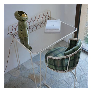 Honoré - Croisette Edelstahl-Schreibtisch | Beige