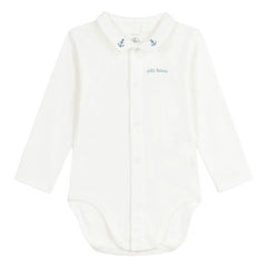 Petit Bateau - Body mit gesticktem Kragen aus Bio-Baumwolle | Blau