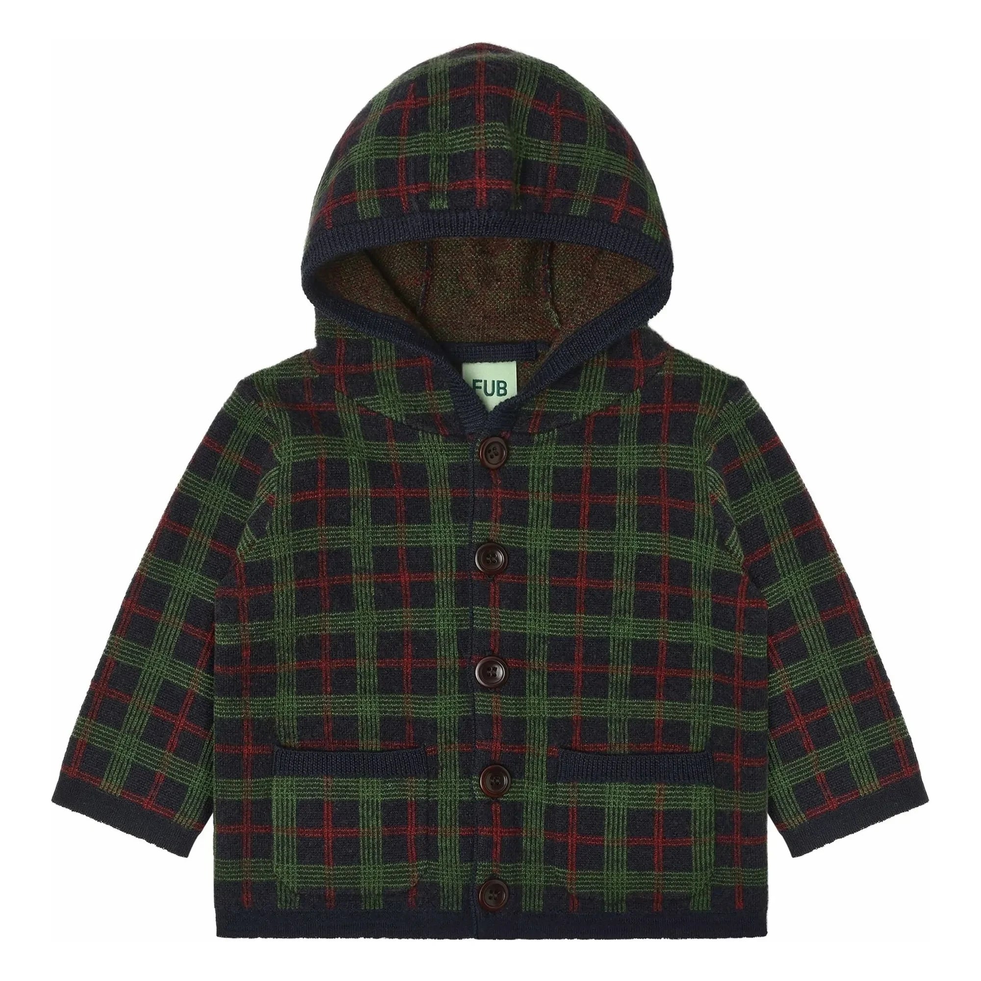 FUB - Grüne karierte Merinowoll-Babyjacke