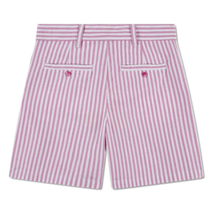 Lacoste - Gestreifte Bio-Baumwoll-Pinch-Shorts | Rosa