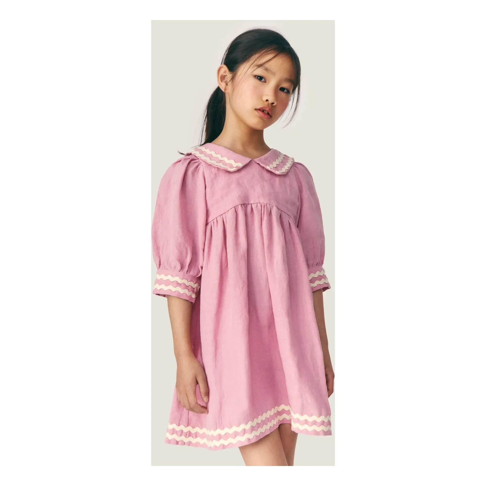 Mipounet - Isaline Leinenkragen Kleid | Blassrosa