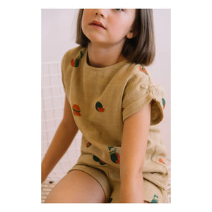 Studio Bohème - Praslin Wassermelone Baumwoll-Musselin T-Shirt | Salbei