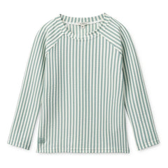 Liewood - Noah Gestreiftes Seersucker UV-Schutz T-Shirt Recycelte Fasern | Grün