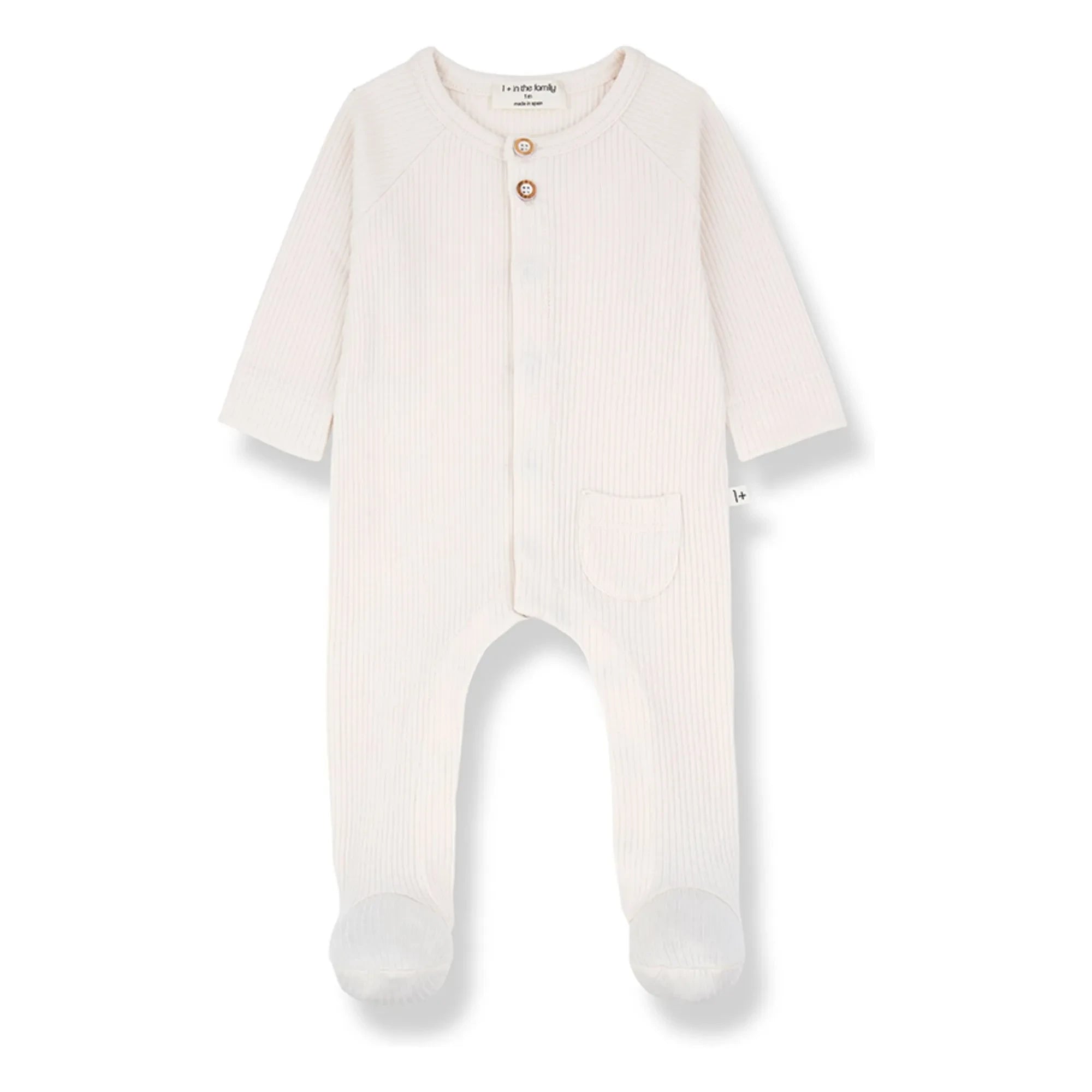 1+ in the family - Gerippter Pyjama Pau | Ecru