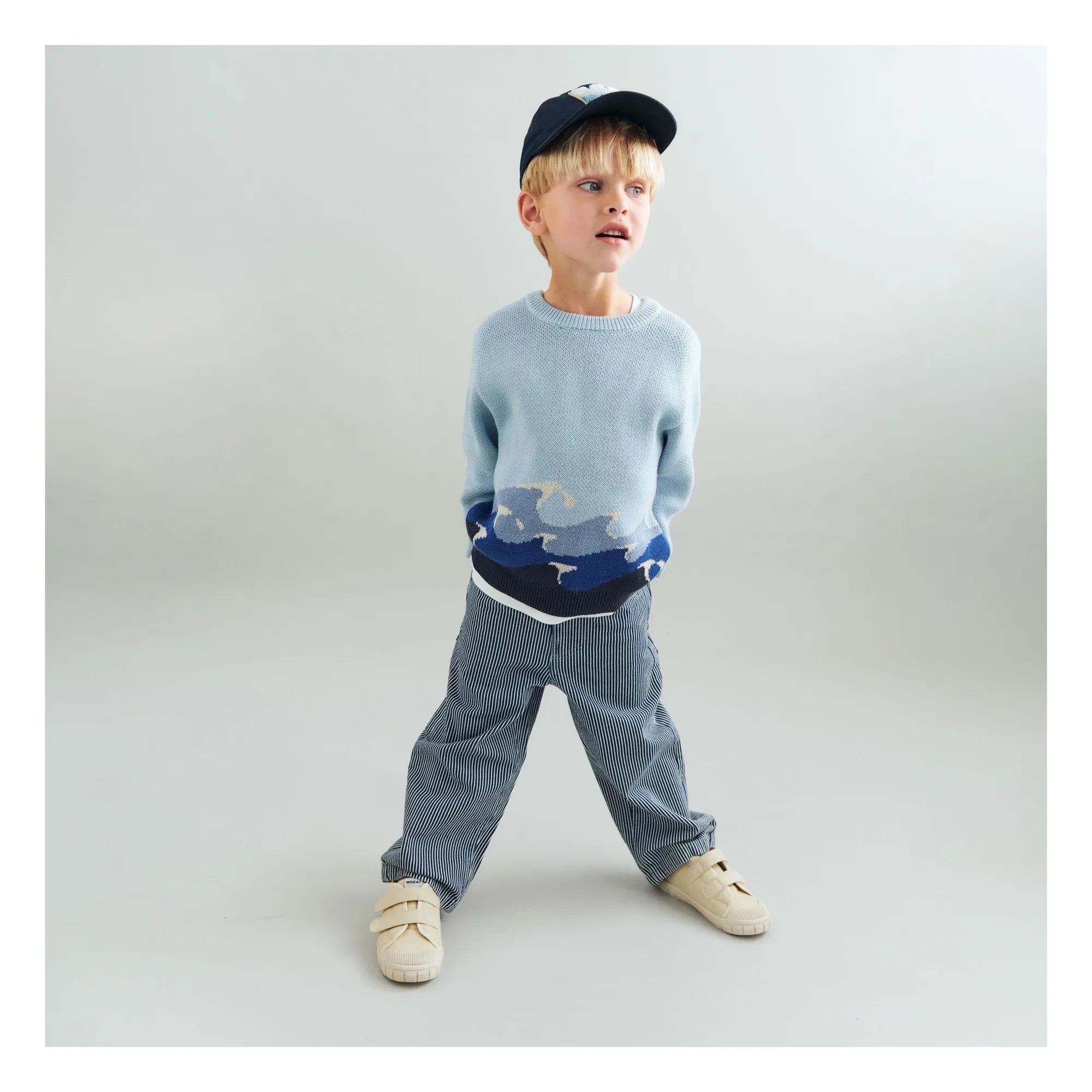 Wheat - Felix Gestreifte Bio-Baumwolle Jeans | Blau
