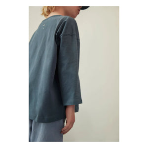 Gray Label – Bio-Baumwoll-T-Shirt mit 3/4-Arm | Graublau