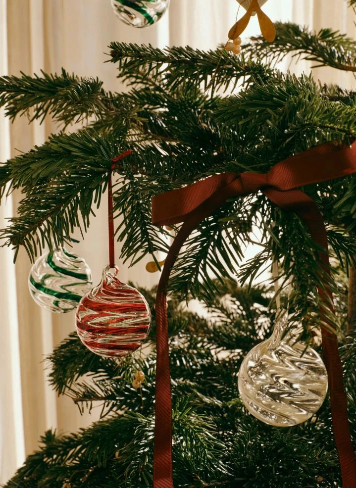 Broste Copenhagen - Glasspiral-Weihnachtsanhänger — 3er-Set | Rot