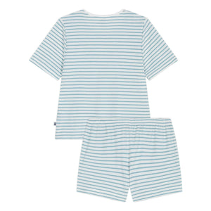 Petit Bateau - Gestreifte Frottee-Pyjamashorts | Türkis