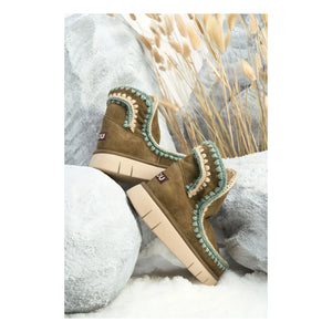 Mou - Bounce Wildleder Stiefel mit Nahtdetail | Khaki