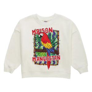 Maison Mangostan – Sweatshirt „Parrot“ | Weiß