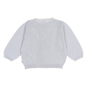 Búho - 3/4-Arm Lochstrick Cardigan aus Bio-Baumwolle | Hellblau