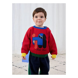 Bobo Choses - Colorblock Bio-Baumwoll-Hundepullover Baby | Rot