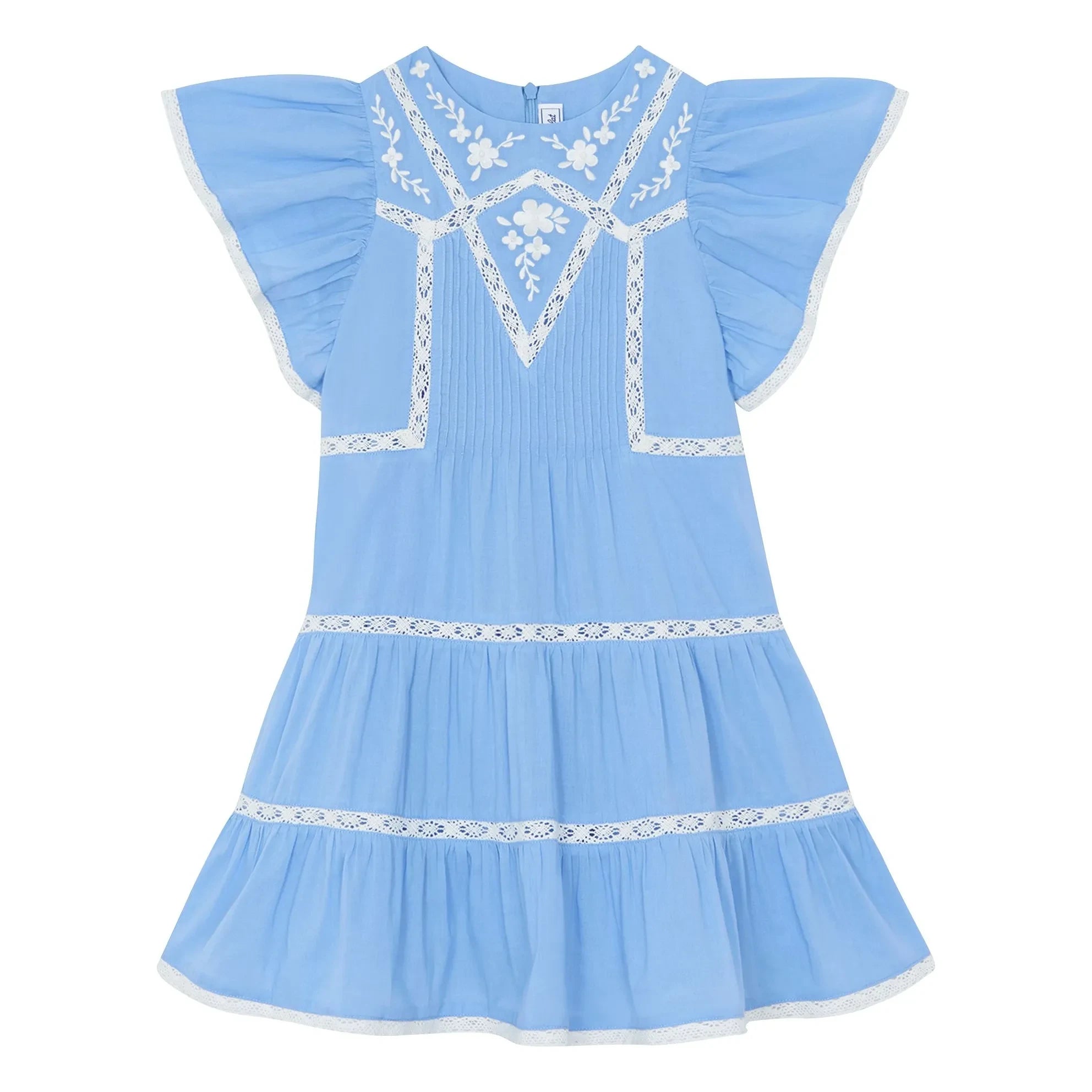 Tartine et Chocolat - Spitzenkleid mit Rüschen | Azure Blue