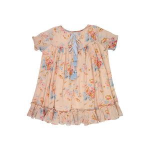 Lilinoa - Maeva Blumenmuster Baumwoll-Voile Kleid | Pfirsich