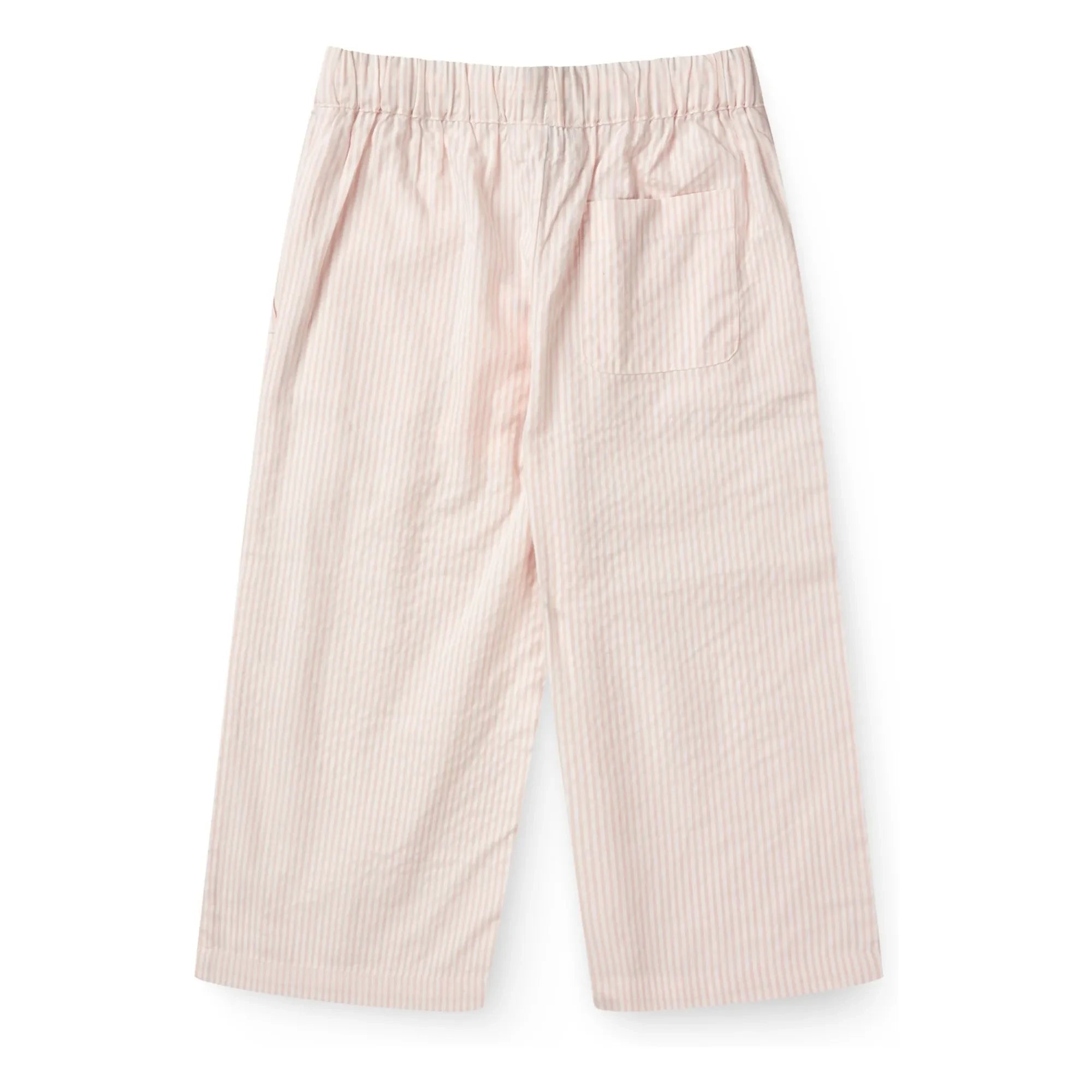 Copenhagen Colors – Gestreifte Seersucker-Hose mit Kordelzug aus Bio-Baumwolle | Blassrosa