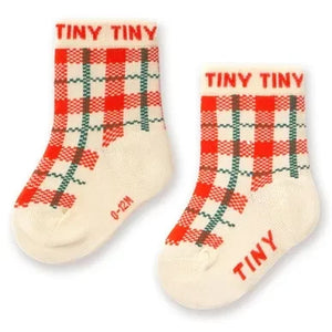 Tinycottons - Cremeweiße karierte Babysocken