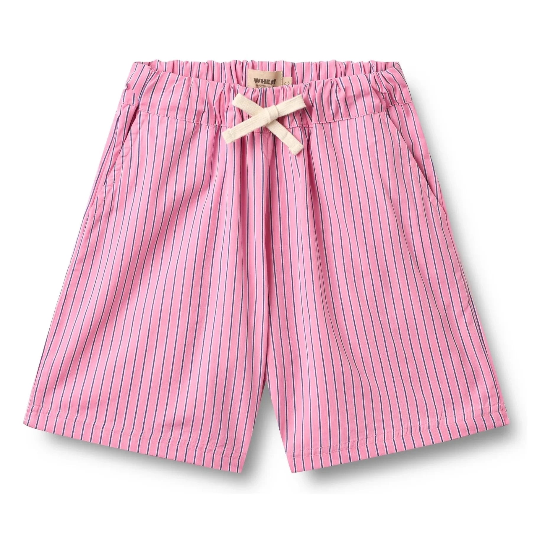Wheat - Coral Gestreifte Bio-Baumwoll-Bermuda-Shorts | Rosa