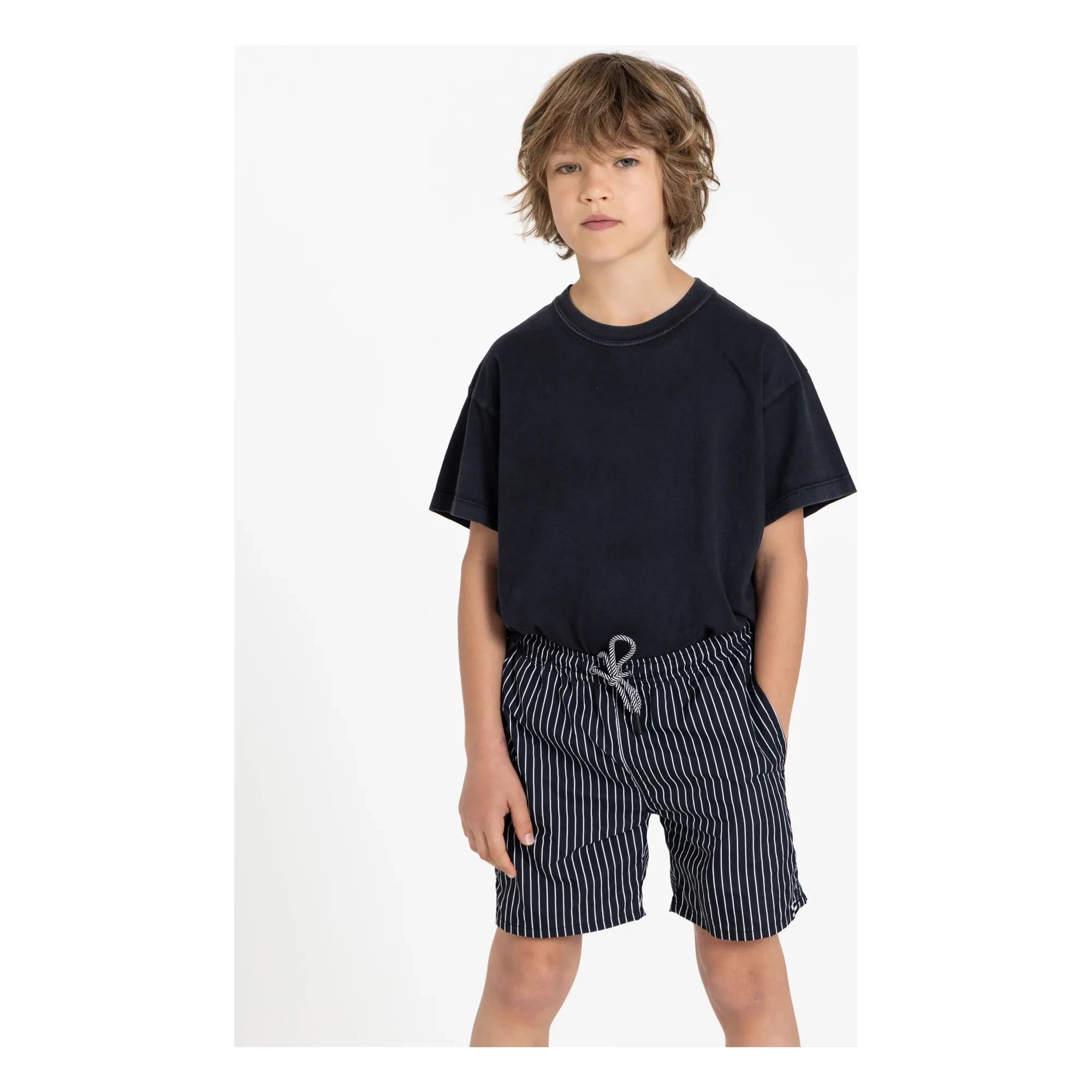 Finger in the Nose – Freeboy Gestreifte Badeshorts | Schwarz