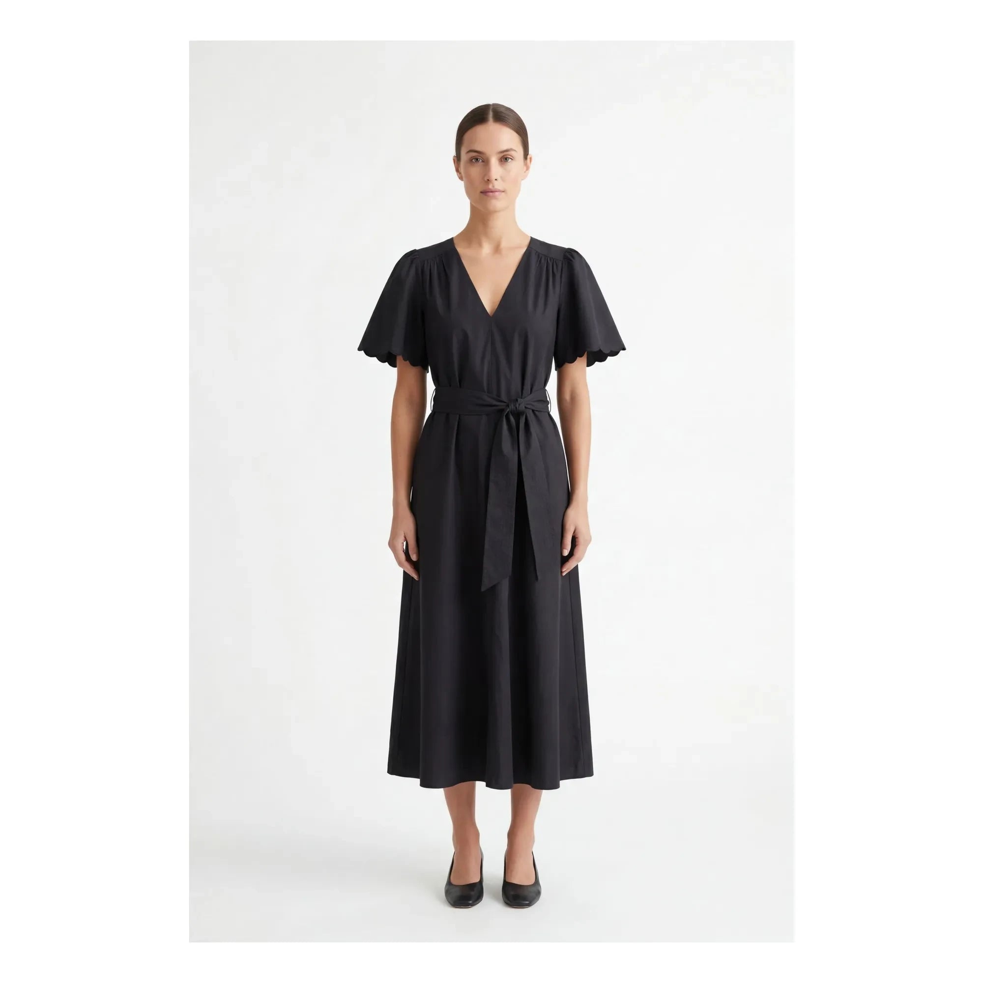 BELLEPIECE - Samos Baumwoll-Popeline-Kleid | Schwarz