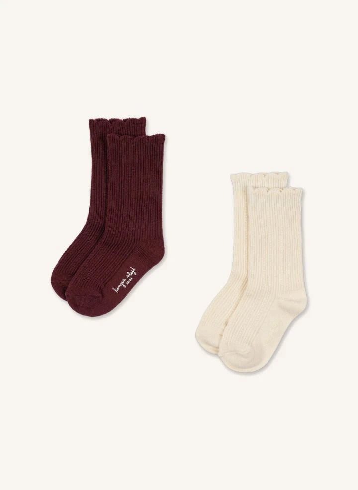 Konges Sløjd - 2er-Set Pointelle-Socken | Bordeaux