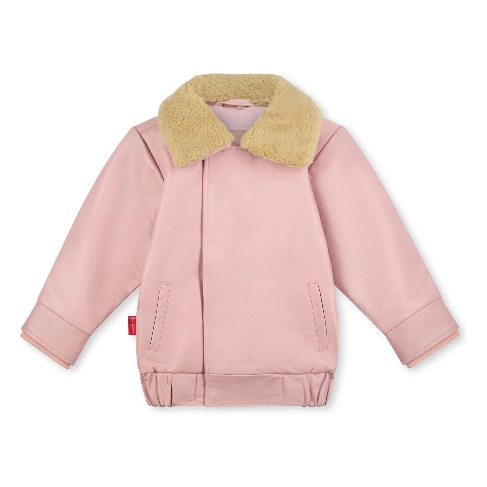 Fille Garçon - Hold Ya Horses Leder Sherpa Kragenjacke | Puderrosa