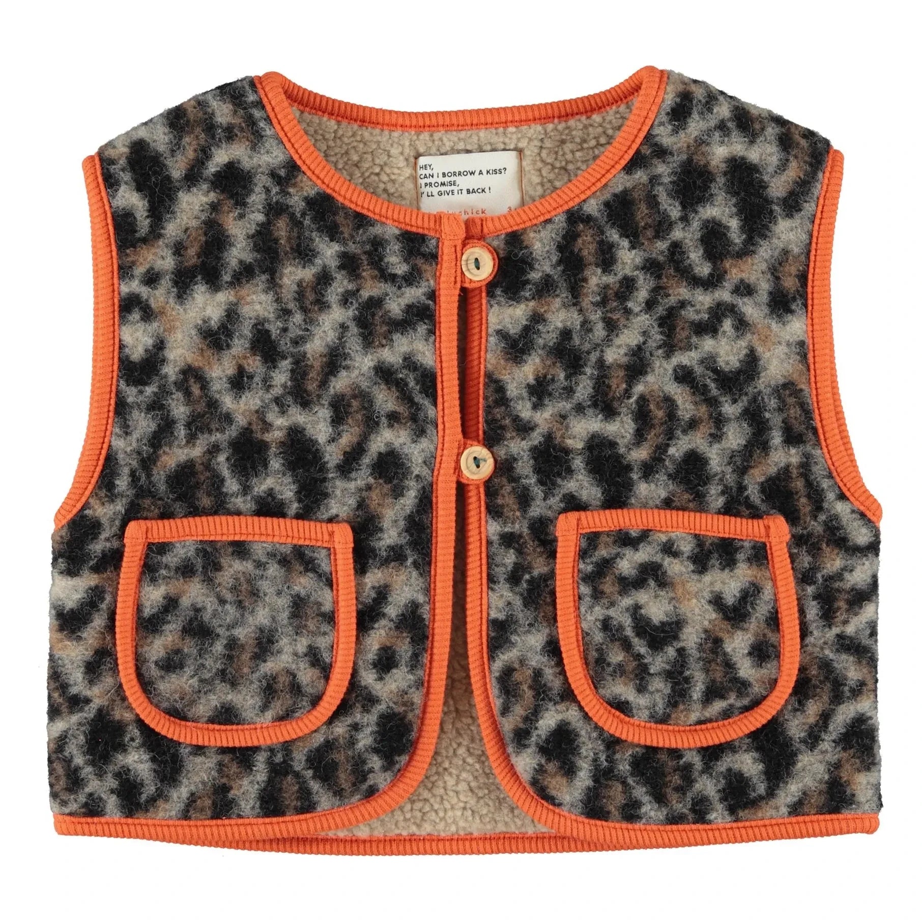 Piupiuchick - Leopard Sherpa Ärmellose Jacke | Beige