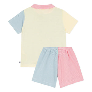 Petit Bateau - Kurzer Schlafanzug mit Colour-Block-Muster Millerais | Blau