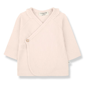 1+ in the family – Caterina T-Shirt mit Rüschenkragen | Beige-Rosa