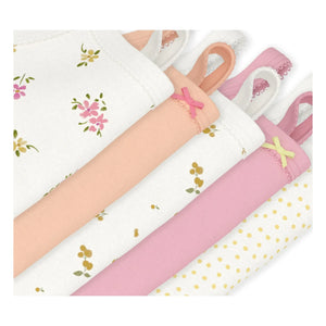 Petit Bateau – 5er-Set Spaghettiträger-Bodys mit Blumenmuster | Weiß