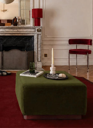The Socialite Family - Weiches Velvet-Ottoman | Olivgrün