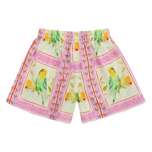 Maison Mangostan - Kurze Patchwork-Vögel | Rosa