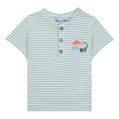 Tartine et Chocolat - T-Shirt mit Dino-Streifen | Salbei