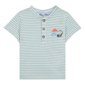 Tartine et Chocolat - T-Shirt mit Dino-Streifen | Salbei