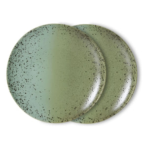 HKliving - Fleck Keramik-Essteller - 2er Set | Blassgrün