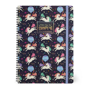 Legami - A4 Lined Defter ile Illustrated Hard Kılıf - Tek Boynuzlu At - Spiral-Bound