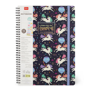 Legami - A4 Lined Defter ile Illustrated Hard Kılıf - Tek Boynuzlu At - Spiral-Bound