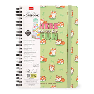 Legami - A4 liniertes Notizbuch mit illustriertem Hartcover - Corgi - Jotter - Spiralbindung