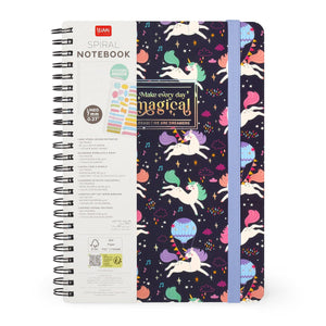 Legami - A5 Lined Defter ile Illustrated Hard Kılıf - Tek Boynuzlu At - Spiral-Bound
