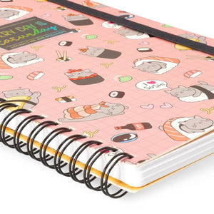 Legami - A5 Lined Defter ile Illustrated Hard Kılıf - Sushi Cat - Jotter - Spiral-Bound