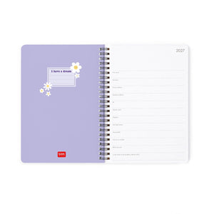 Legami - 12-Month Büyük Spiral-Bound Weekly Günlük 2027 - Daisy