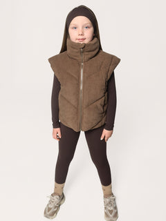 Blanca Sport Girls Padded Velour Gilet in Brown