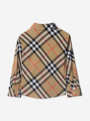 Burberry Baby Boys Owen Long Sleeve Check Shirt in Beige